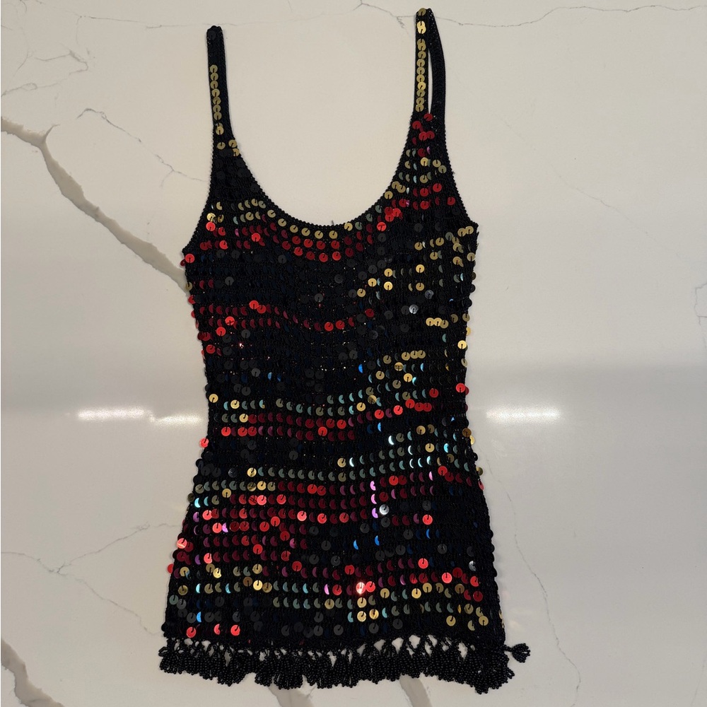 Glamorous Sequin Black tank top